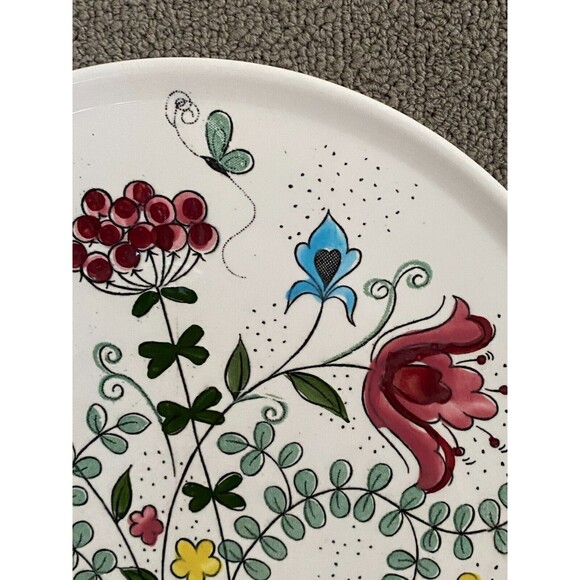 Vintage Bouquet Floral Ceramic Serving Plate Round Platter Japan 10 1/8" - Picture 8 of 9